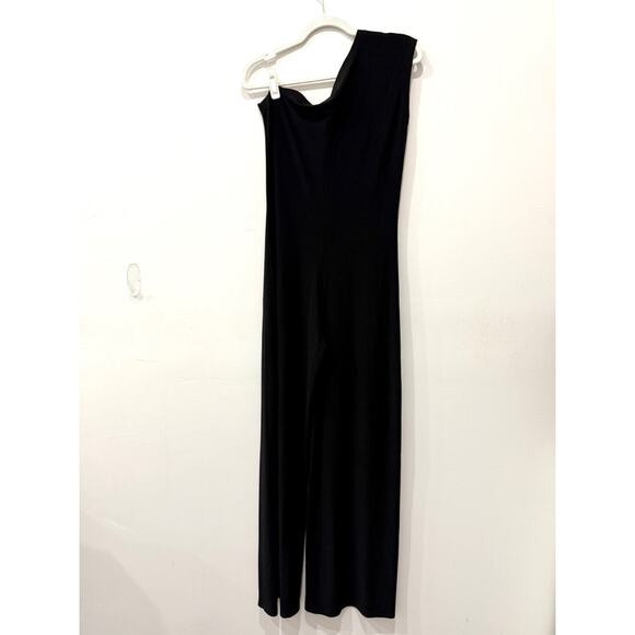 Norma Kamali Drop Shoulder Stretch Straight Jumpsuit Black Women's Size Medium - Picture 3 of 5